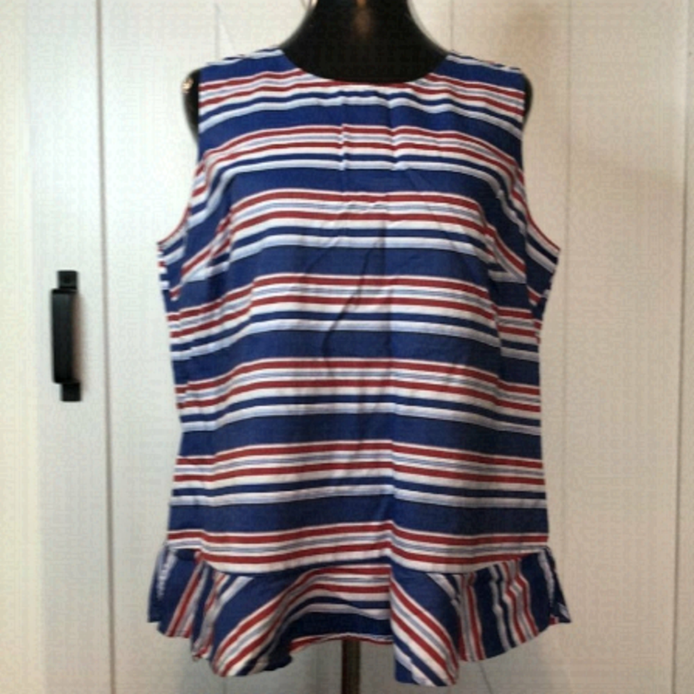 TOMMY Hilfiger peplum tank red white blue usa sz L